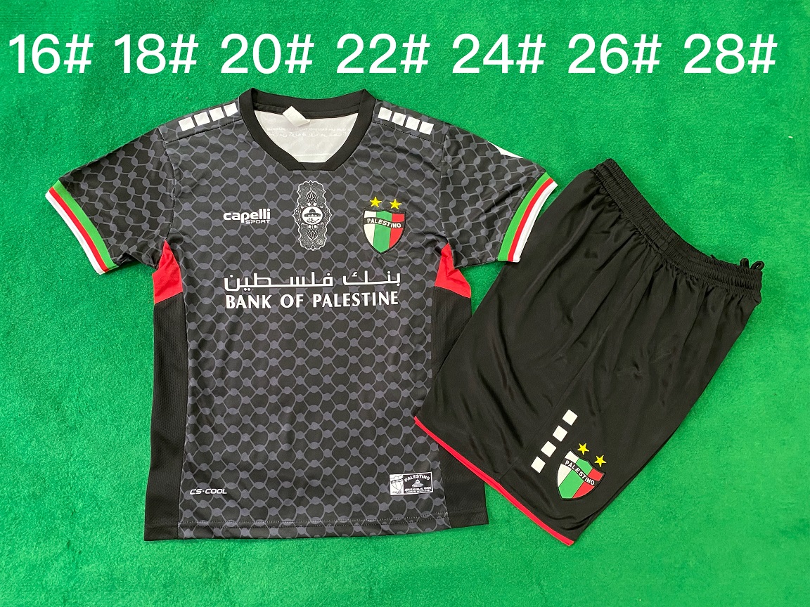 Kids-Palestino 24/25 Away Black Soccer Jersey